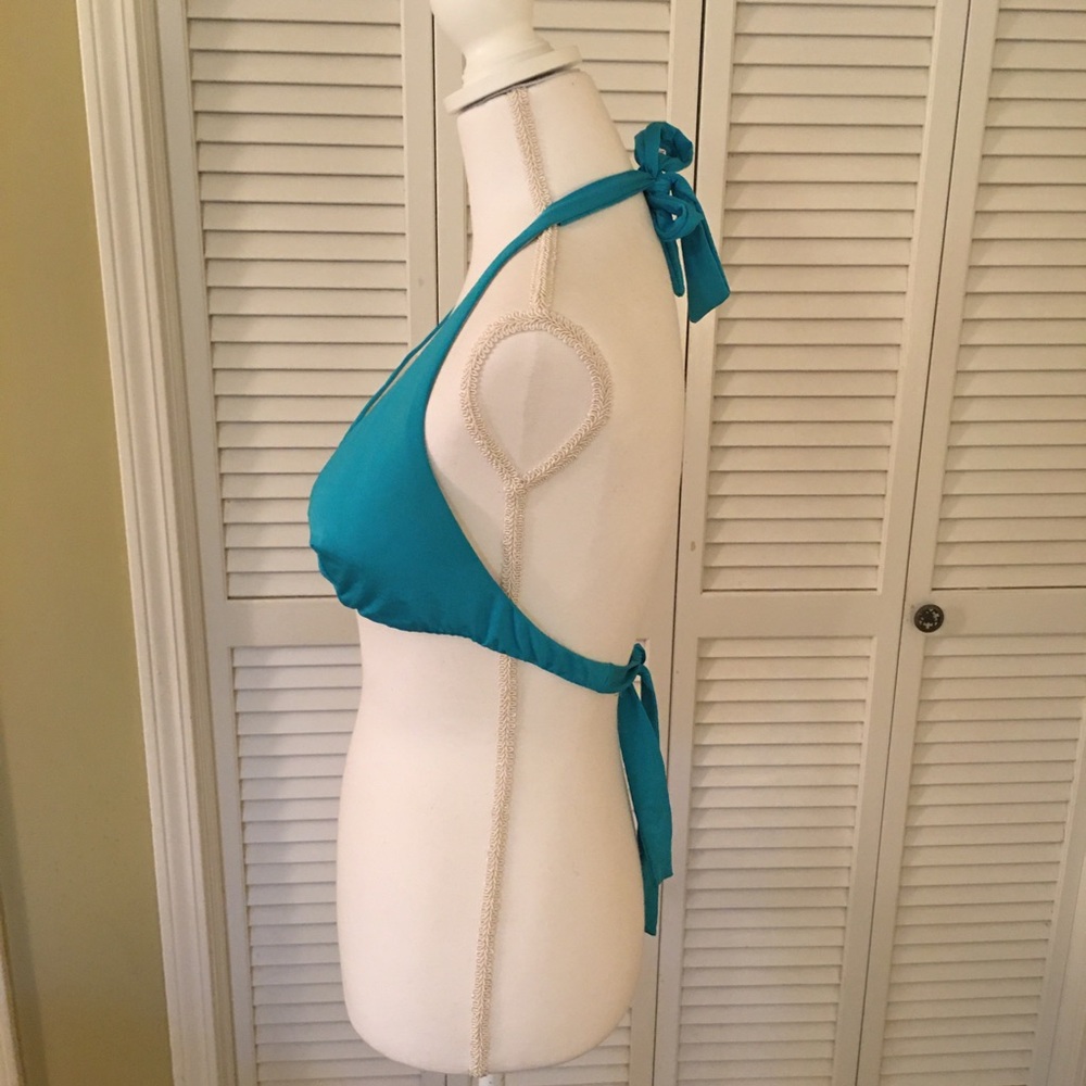 Trina Turk Turquoise Blue Halter Bikini Top Size 12 - Picture 2 of 6